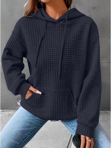 Damen lässiger Hoodie mit strukturierter Oberfläche und praktischer Kängurutasche