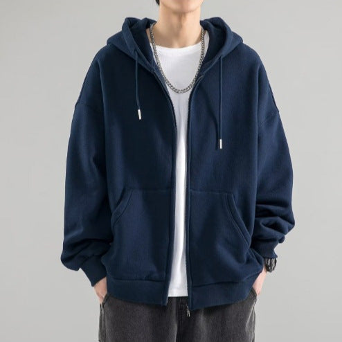 Herren Oversize-Kapuzenjacke mit durchgehendem Reißverschluss, doppellagiger Kapuze und Kängurutaschen Shop Nory