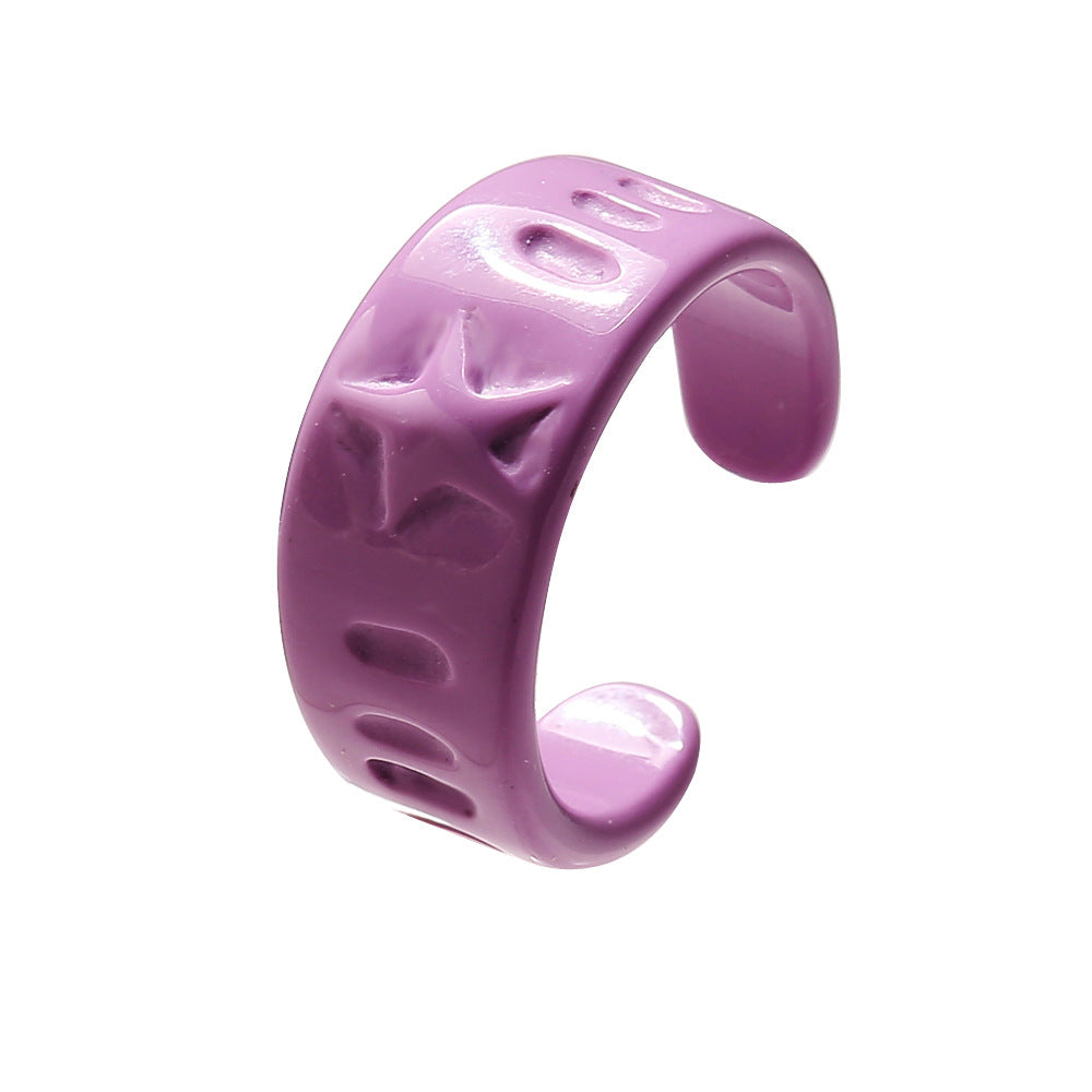 Damen modischer Ring aus hochwertigem Akrylmateriel mit kreativen Prägungen Shop Nory