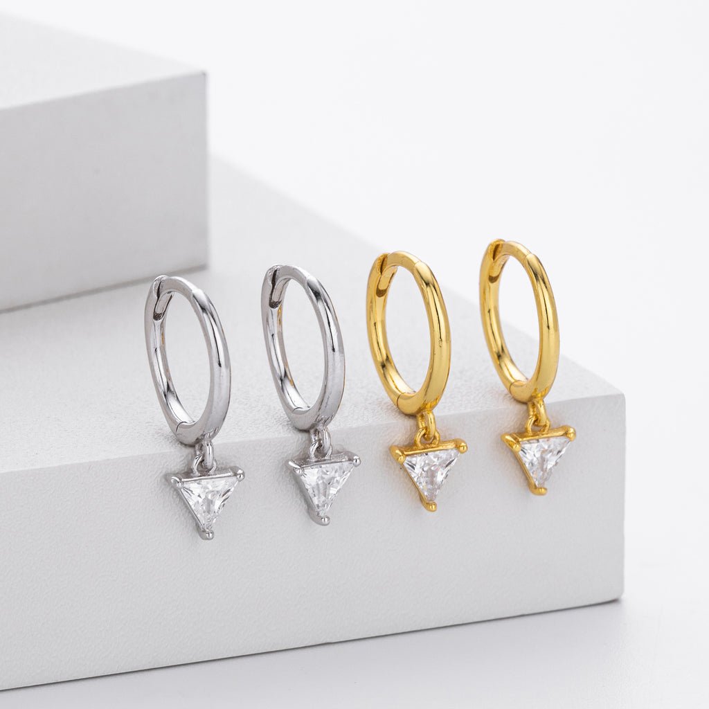 Damen Ohrhänger mit elegantem Dreiecks-Zirkonanhänger aus 925 Sterling Silber Shop Nory