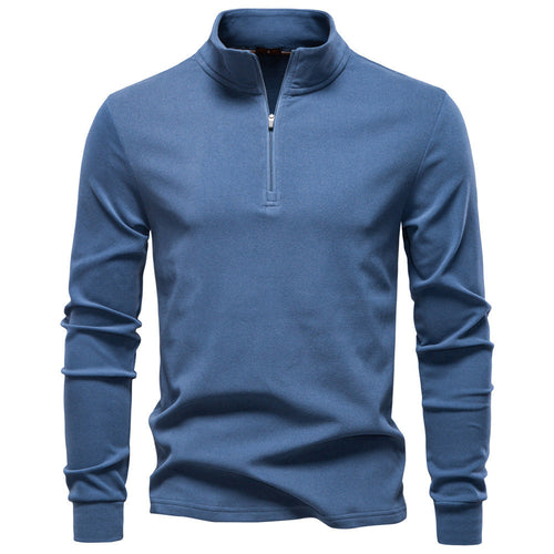Herren funktionaler Sweatshirt mit hohem Kragen und kurzem Reißverschluss