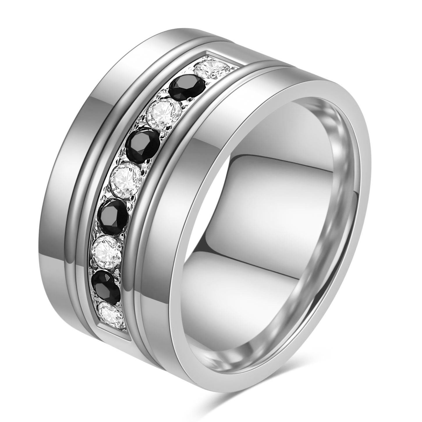 Herren Ring mit eleganten schwarzen und klaren Kristall-Akzenten Shop Nory
