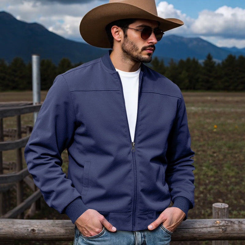Herren Leichte Bomberjacke mit Reißverschluss, Rippbündchen & minimalistischer Nahtstruktur Shop Nory