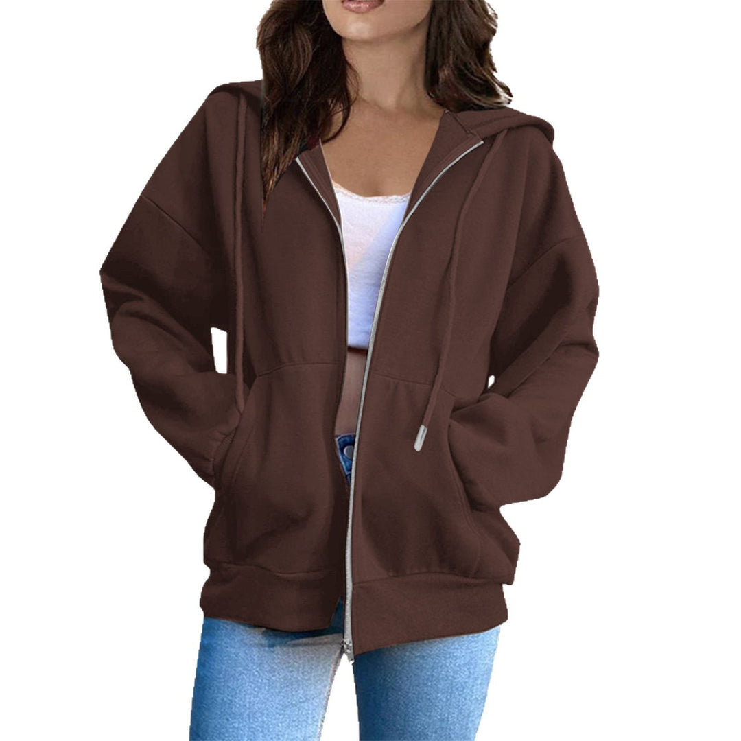 Damen nan lässige Kapuzenjacke mit durchgehendem Reißverschluss, Kängurutaschen und voluminösen Raglanärmeln Shop Nory