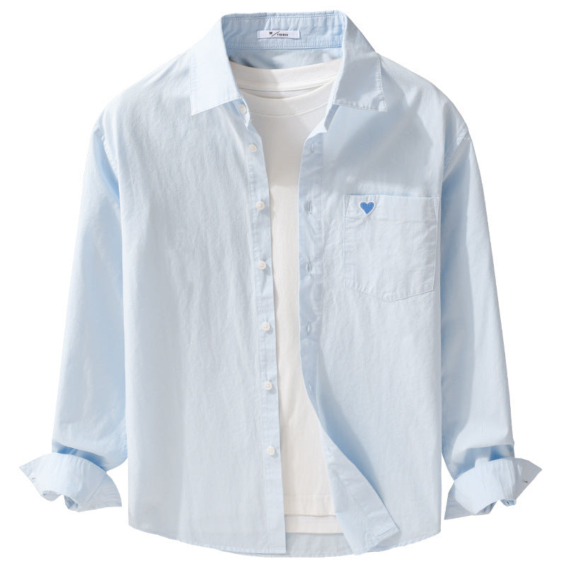 Herren Leichtes Baumwoll-Overshirt mit Brusttasche und dezenter Herzstickerei Shop Nory