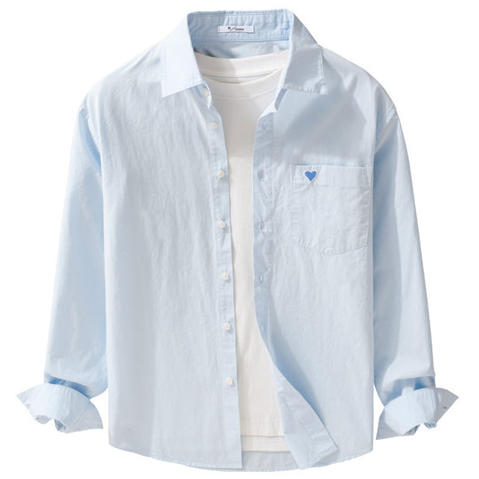 Herren Leichtes Baumwoll-Overshirt mit Brusttasche und dezenter Herzstickerei Shop Nory