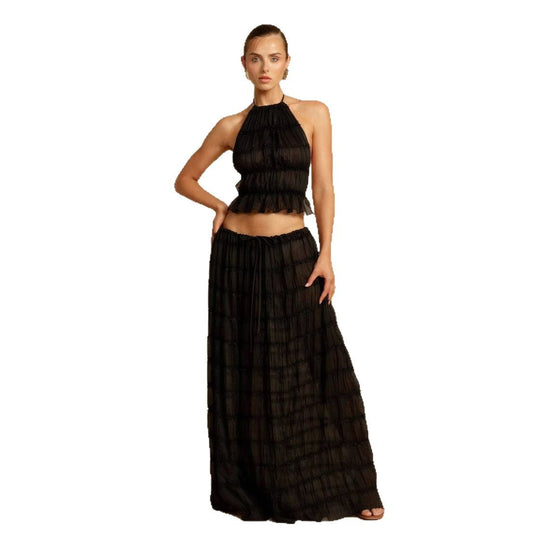 Damen Elegantes und verspieltes Zweiteiliges Sommerkleid mit gerafftem Oberteil und fließendem Rock