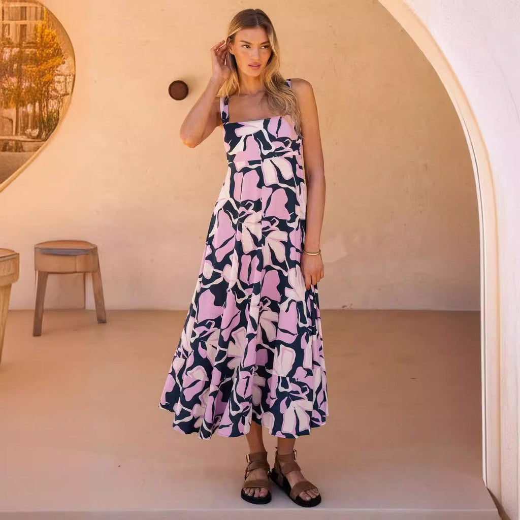 Damen Maxikleid im lShopnoryhaften floralen Design mit spielerischem Schnitt Shopnory