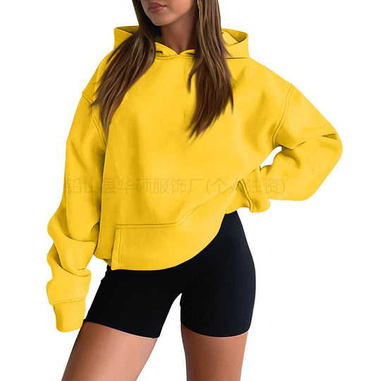 Damen nan weicher Oversize-Kapuzenpullover mit asymmetrischem Saum Kängurutasche und überschnittener Schulter Shop Nory