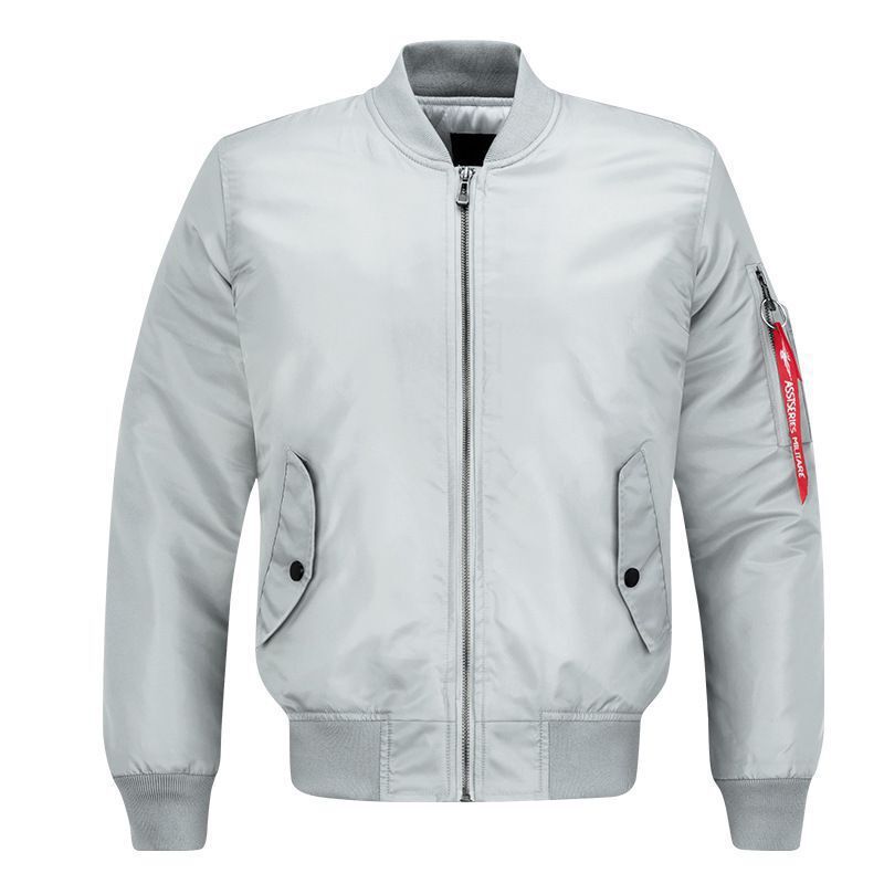 Herren Bomberjacke im Pilotenstil mit kontrastiertem Innenfutter und Ärmel-Utilitytasche Shop Nory