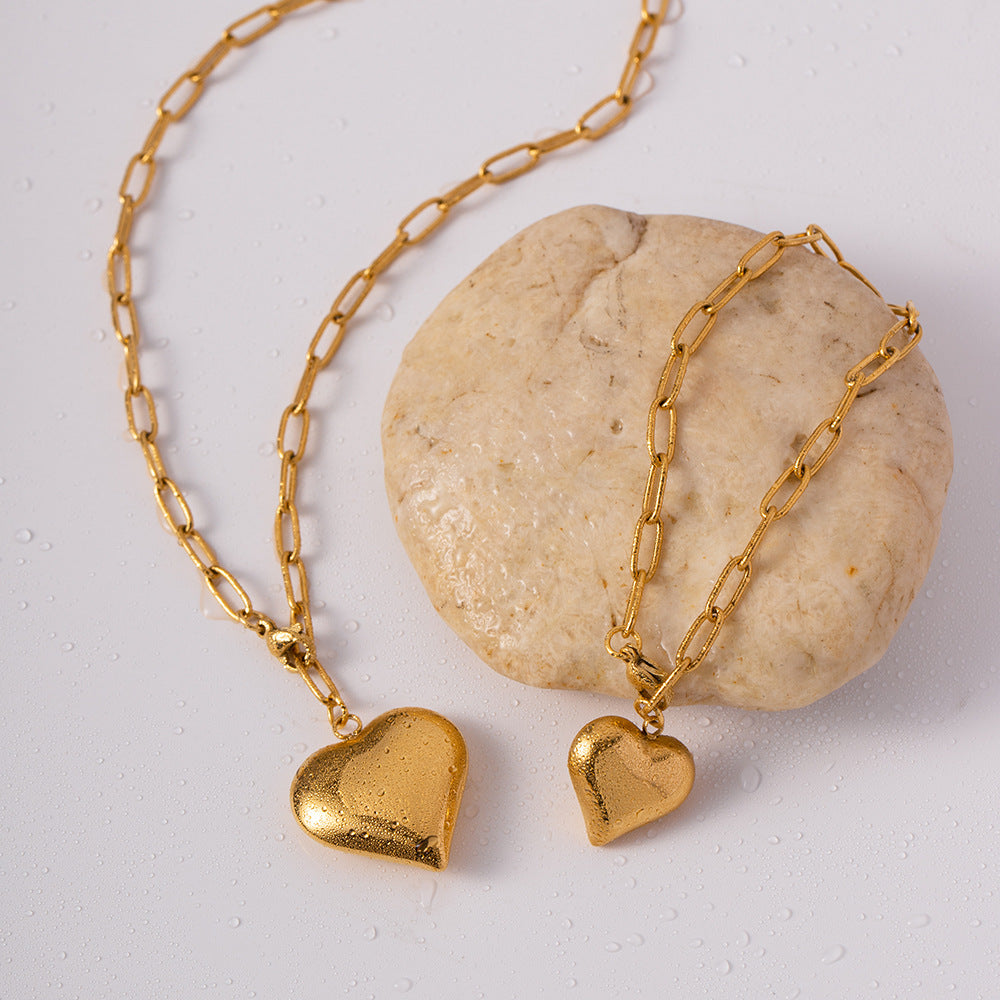 Damen Halskette mit herzförmigem Anhänger und eleganter Gliederkette Shop Nory