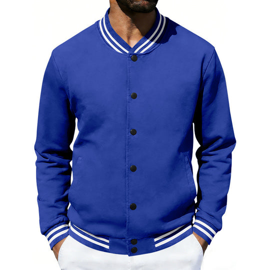 Herren Varsity-Bomberjacke aus Sweat mit gestreiftem Rippkragen Shop Nory