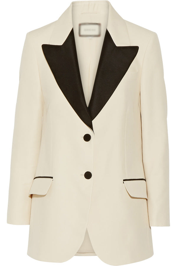 Damen Smokingsakko im Tailoring mit spitzem Schalkragen und kontrastiertem Reversbesatz Shop Nory