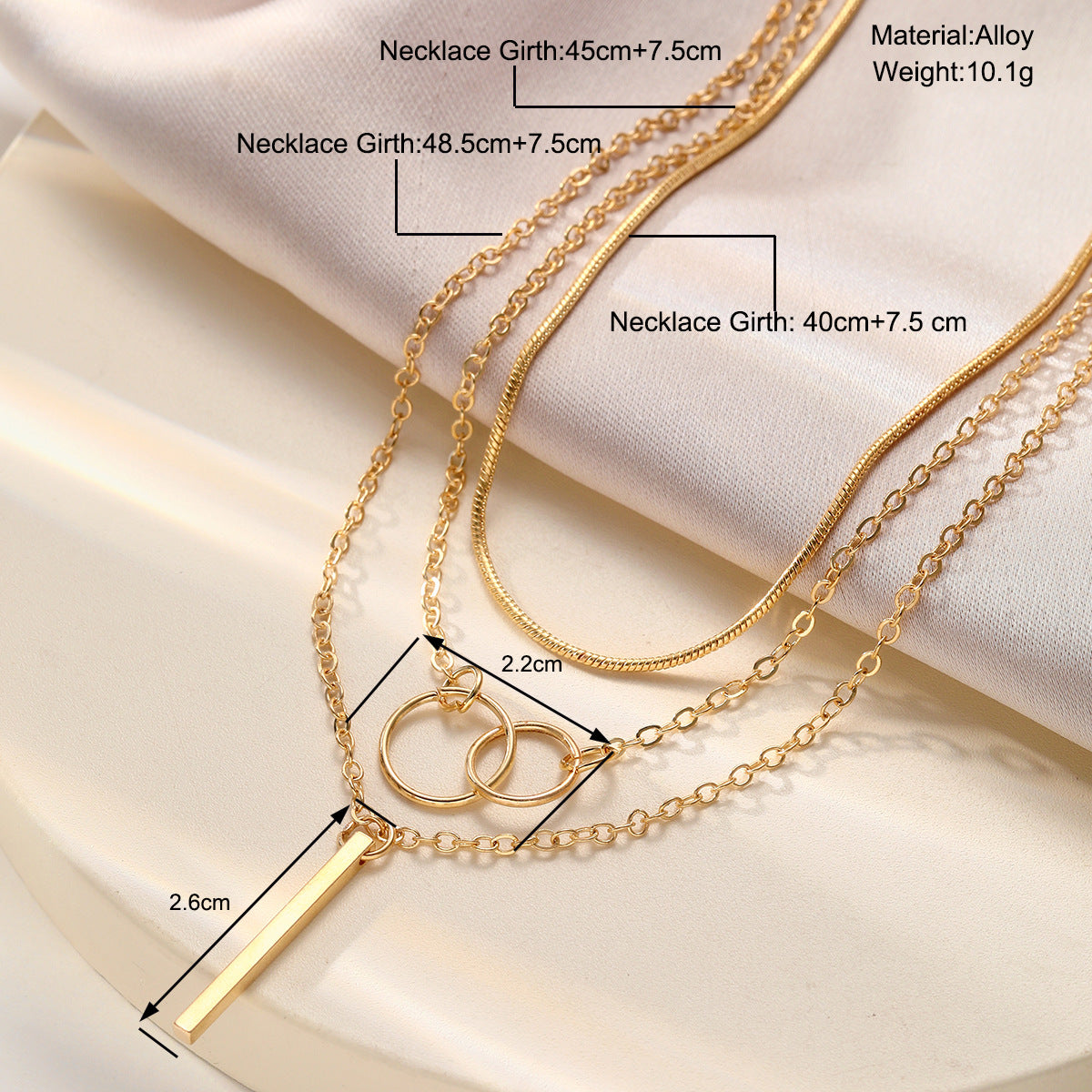 Damen mehrlagige Halskette mit runden Anhängern und elegantem Stangenakzent Shop Nory
