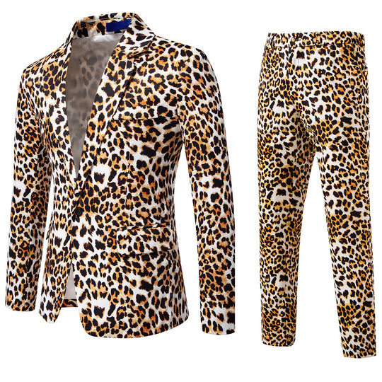 Herren Zweiteiliges Satin-Anzugsset mit grafischem Allover‑Print und schmaler Silhouette Shop Nory