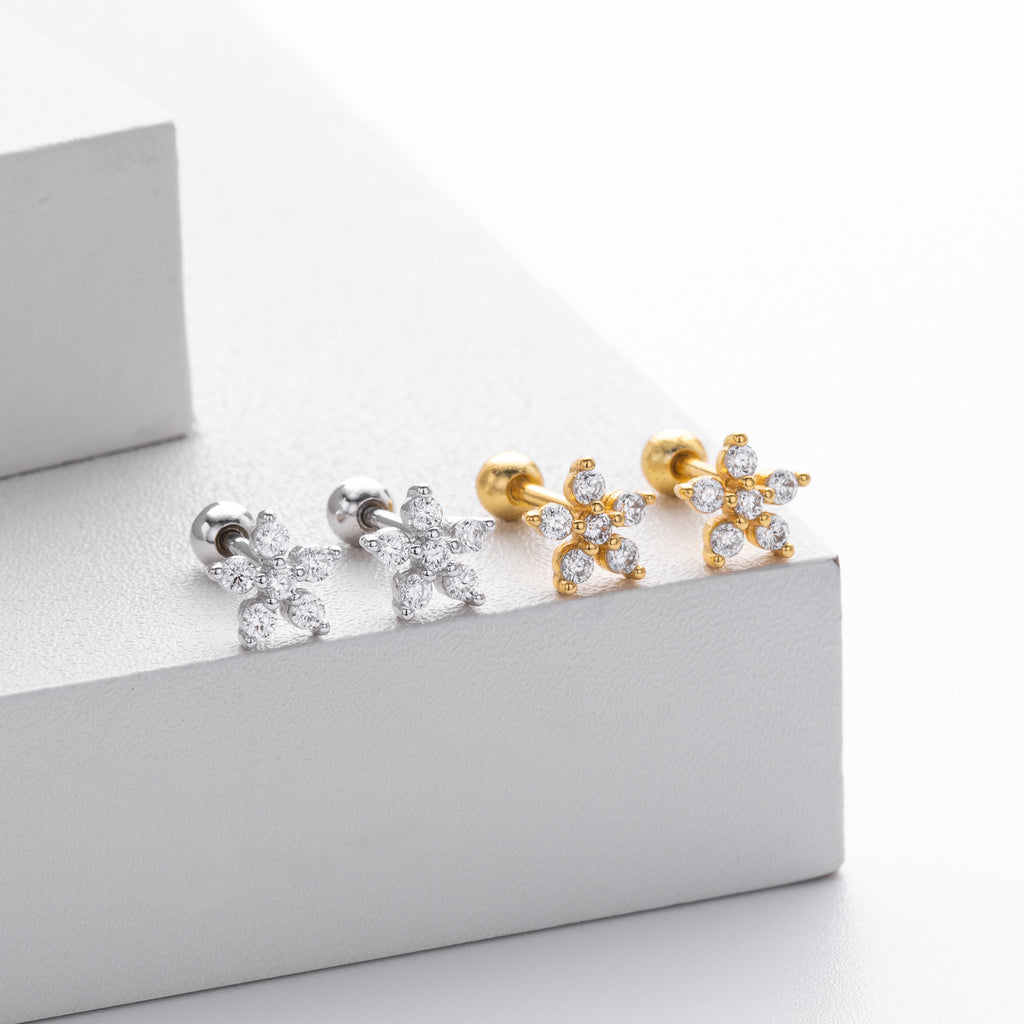 Damen Ohrstecker im eleganten Blütenmotiv aus 925 Sterling Silber Shop Nory