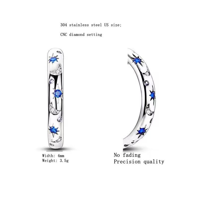 Damen eleganter Ring mit funkelnden Mond- und Sonnenmotiven Shop Nory