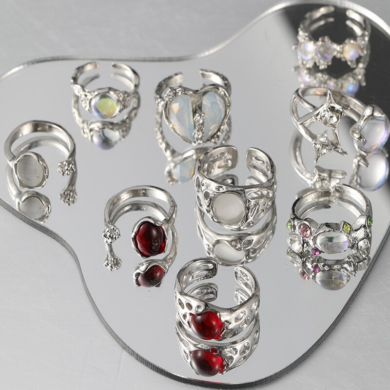 Damen Ring-Set mit filigranen Herz- und minimalistischen Designs Shop Nory