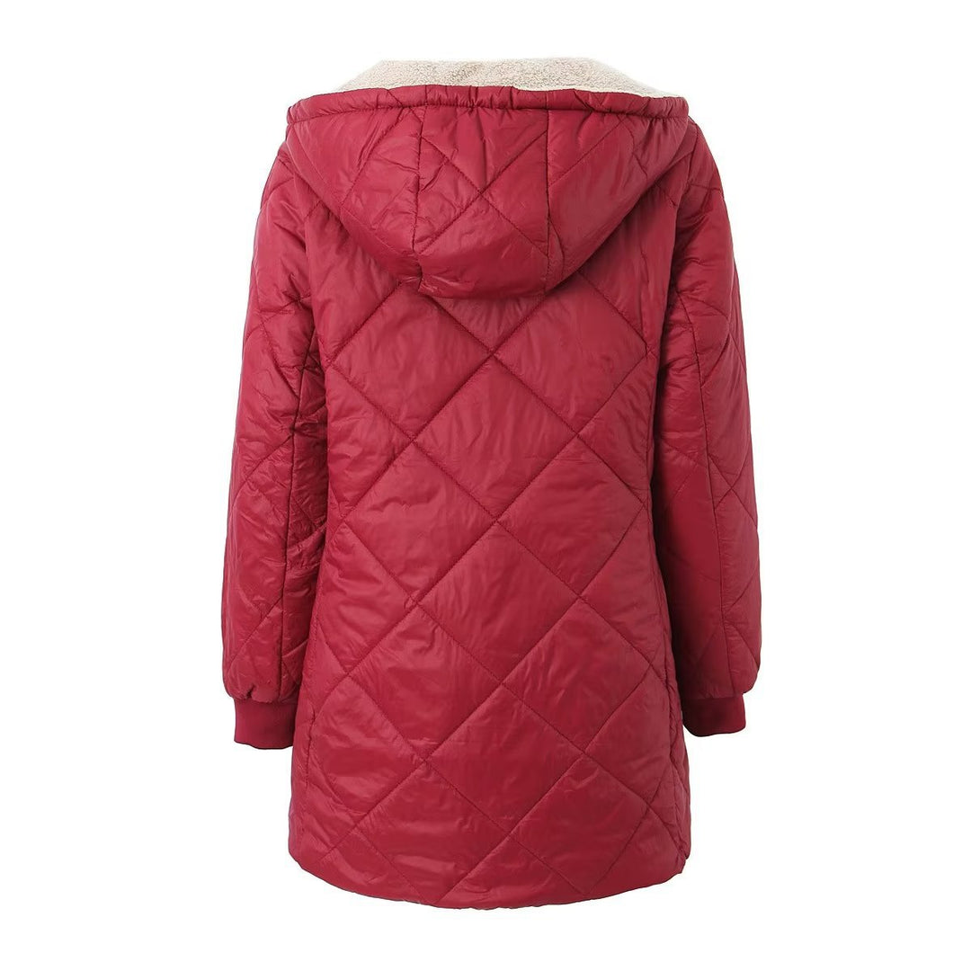 Damen Steppmantel mit Teddyfutter und Kapuze Shop Nory