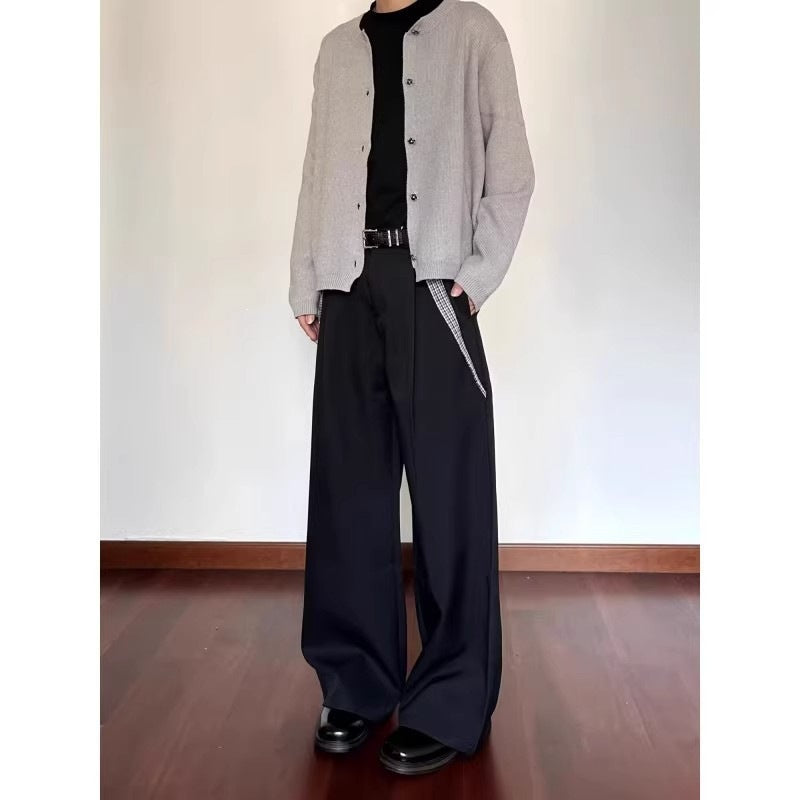 Herren Weite Anzughose mit hohem Bund und Karomuster-Einsätzen Shop Nory