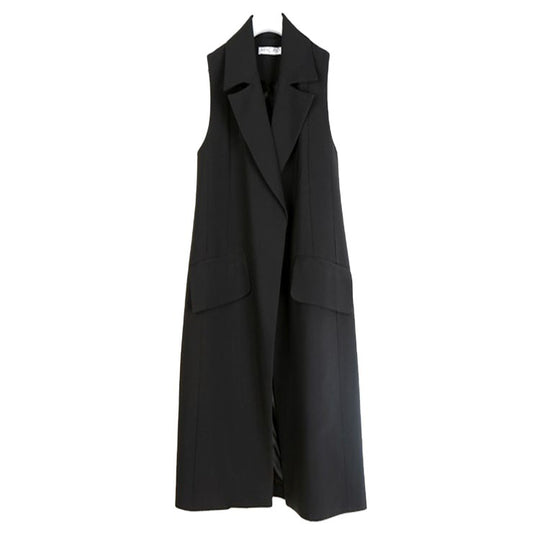 Damen Ärmellose A-Linien Longweste im Oversized Tailoring mit Schalkragen Shop Nory