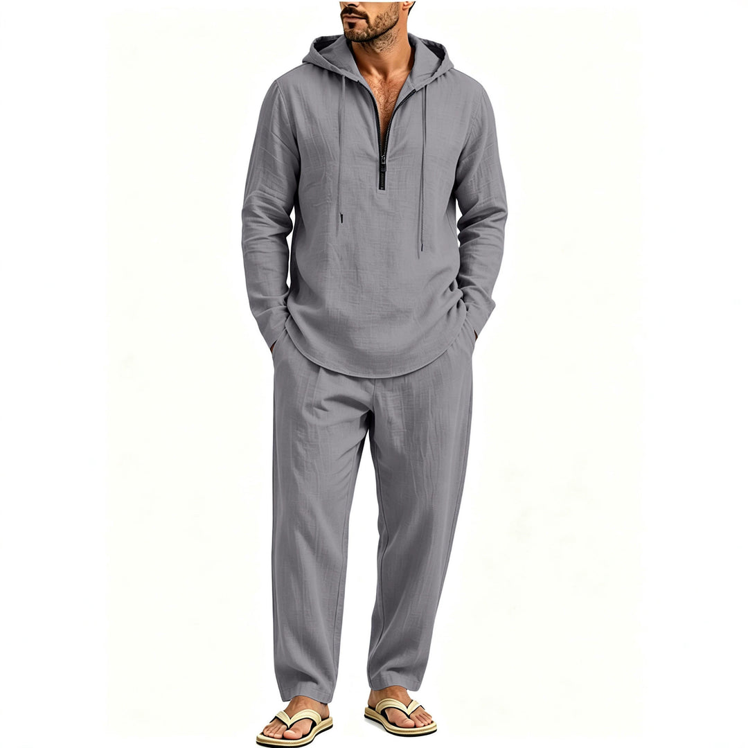 Herren Lässiges Lounge-Set mit Halbzip-Kapuzenpullover und locker sitzender Freizeit-Hose Shop Nory