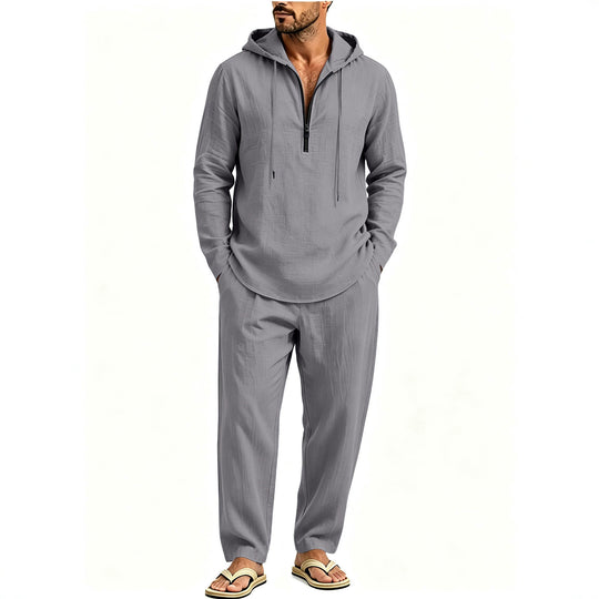 Herren Lässiges Lounge-Set mit Halbzip-Kapuzenpullover und locker sitzender Freizeit-Hose Shop Nory
