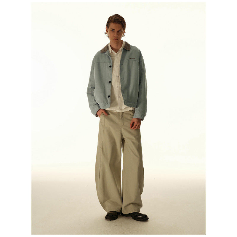 Herren Boxy-Canvas-Jacke mit Cordkragen und verdeckter Knopfleiste Shop Nory