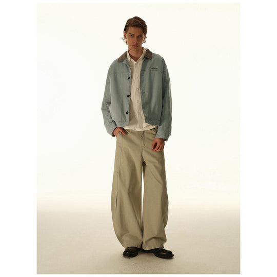 Herren Boxy-Canvas-Jacke mit Cordkragen und verdeckter Knopfleiste Shop Nory