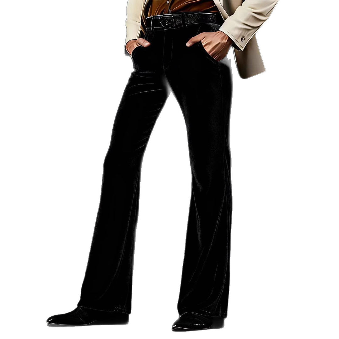 Damen Elegante Samt-Hose mit hohem Bund, ausgestelltem Bein und Eingrifftaschen Shop Nory