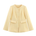 Damen Strukturierte Blazerjacke mit eleganter Knopfleiste und aufgesetzten Taschen Shopnory