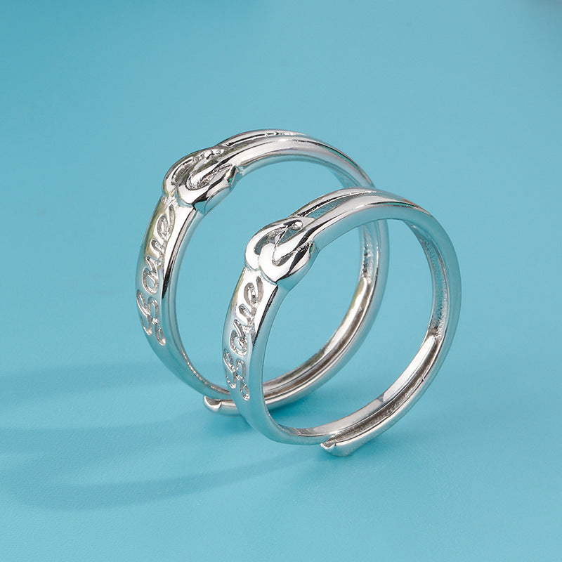 Damenring mit Herz-Knoten-Design und eingravierten Liebesbotschaften Shop Nory