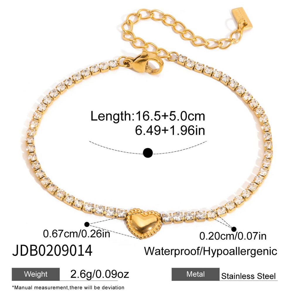 Damen Armband mit funkelndem Herzanhänger aus hypoallergenem Edelstahl Shop Nory