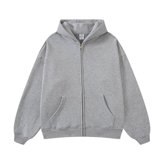 Unisex Kapuzen-Sweatjacke mit durchgehendem Reißverschluss, oversized Passform und Kängurutaschen Shop Nory