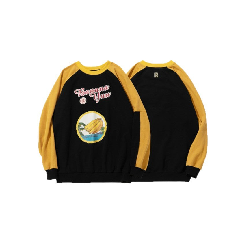 Unisex Oversize-Sweatshirt mit Raglanärmeln, Kontrasteinsätzen und Grafikprint Shop Nory
