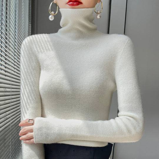 Damen Schmaler Rollkragenpullover aus Kaschmir‑Mix mit extralangem Ärmelabschluss Shop Nory