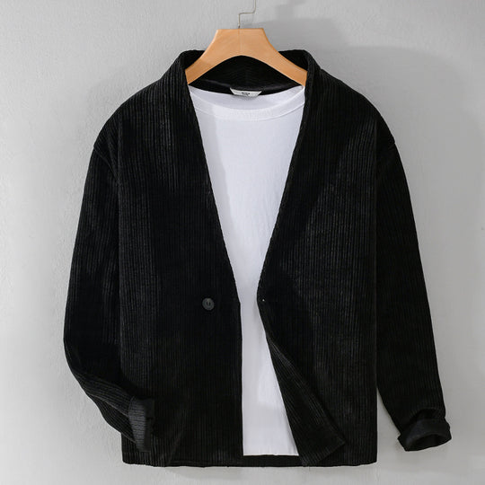 Herren Cord-Overshirt-Sakko mit V-Ausschnitt und Ein-Knopfverschluss Shop Nory