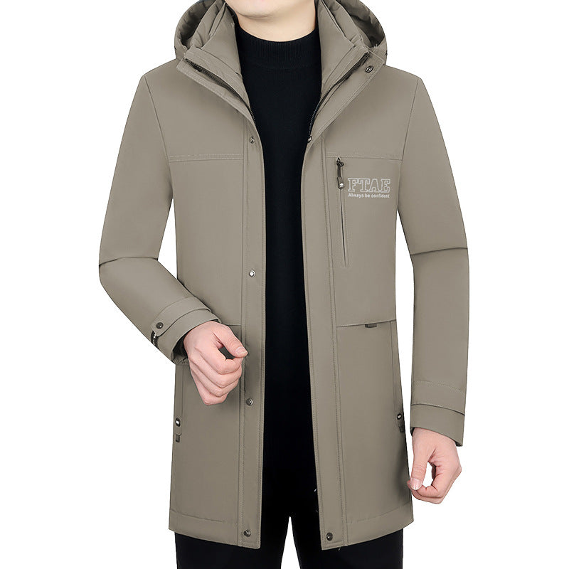 Herren Moderner wasserabweisender Longparka mit Kapuze und leichter Thermoisolierung Shop Nory
