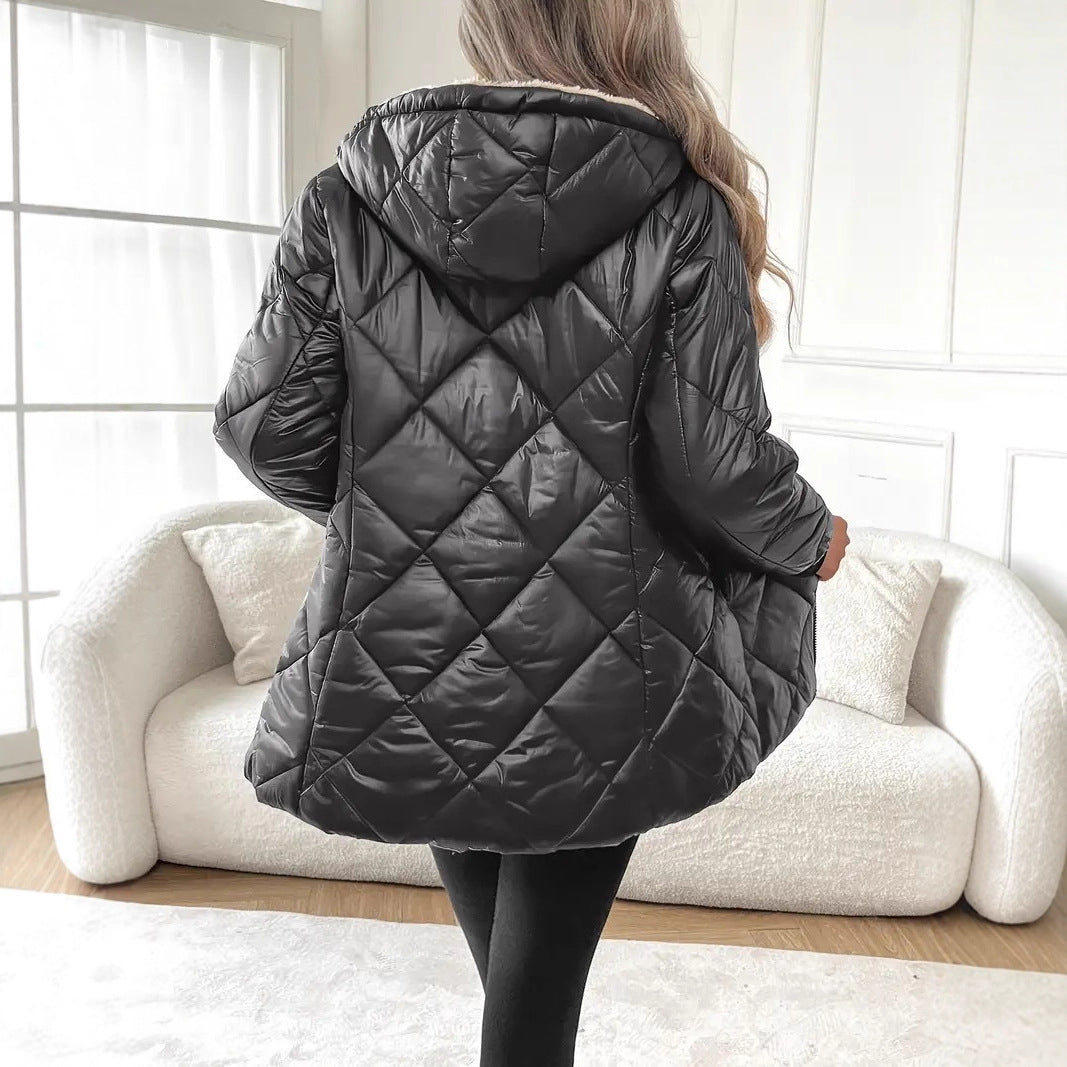 Damen Steppjacke mit Teddyfutter und Kapuze Shop Nory