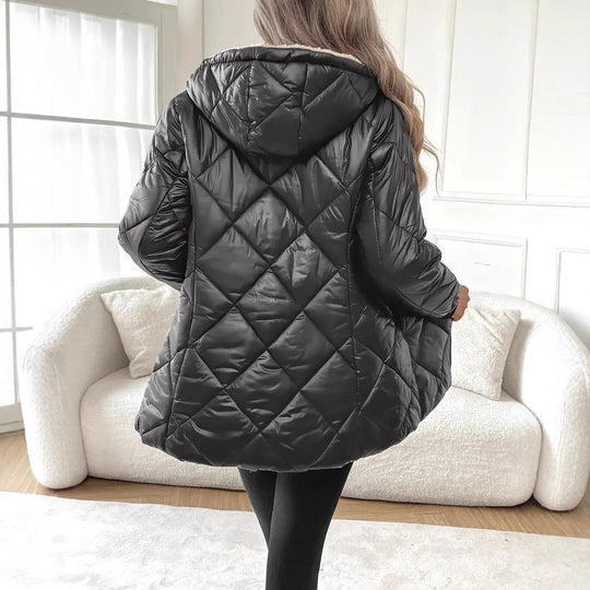 Damen Steppjacke mit Teddyfutter und Kapuze Shop Nory