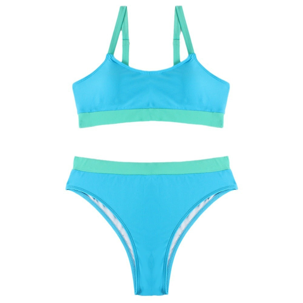 Damen Sport Bikini-Set mit hohem Bund und breiten Trägern