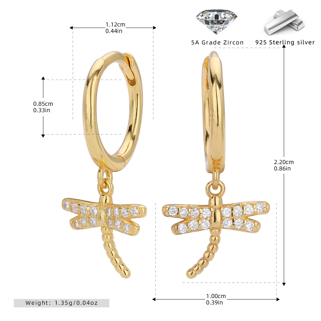 Damen Ohrhänger mit schimmerndem Libellenanhänger aus 925 Sterling Silber Shop Nory