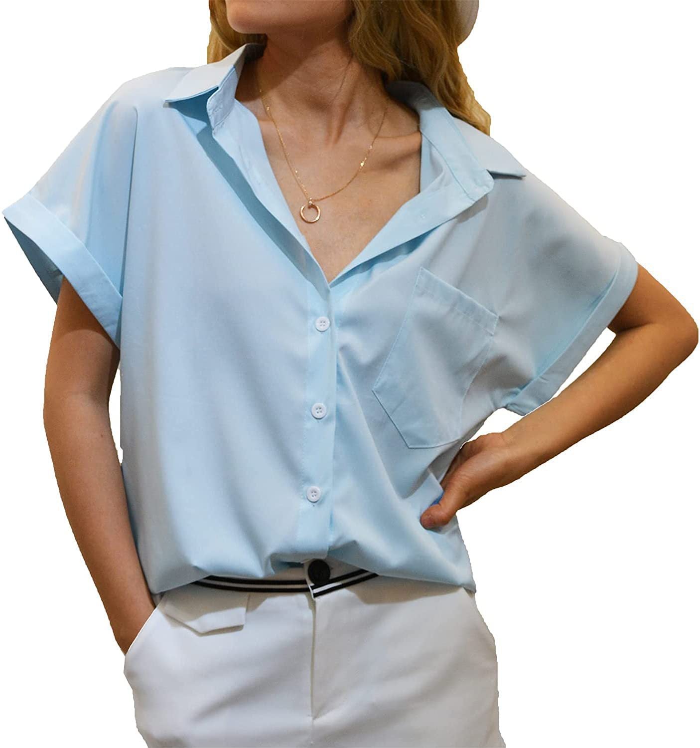 Damen elegant geschnittene Kurzarmbluse