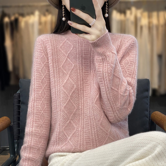 Damen Zopfmuster-Feinstrickpullover mit Ajour-Bahnen und weichem Mohair-Finish Shop Nory