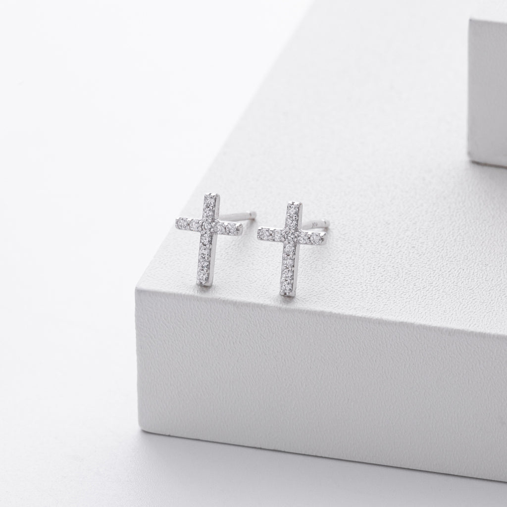 Damen Ohrringe mit elegantem Kreuzdesign aus hochwertigem 925 Sterlingsilber und funkelnden Zirkonen Shop Nory