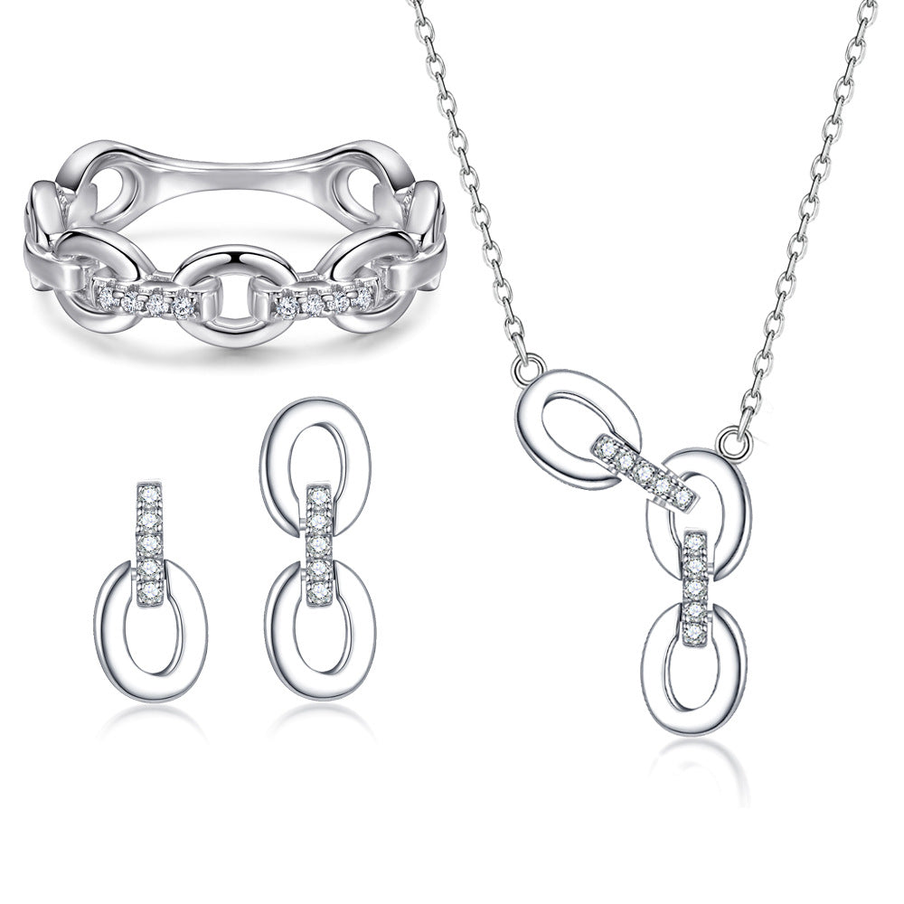 Damen eleganter und modischer Kettenring mit funkelnden Zirkonia Shop Nory