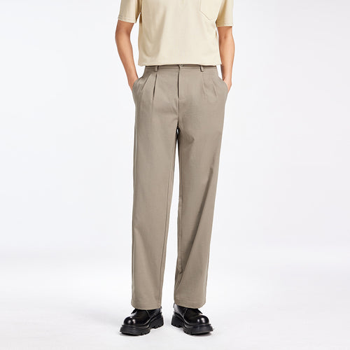 Herren Elegante Bundfalten-Stoffhose mit hoher Bundhöhe, Bügelfalte und geradem Bein Shop Nory