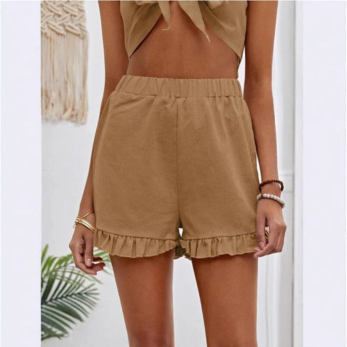Damen Shorts mit Rüschendetails und Elastischem Bund