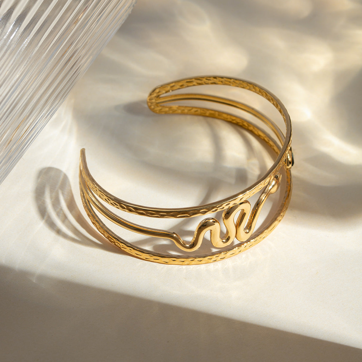 Damen Offenes Armband im Schlangen-Design aus hypoallergenem Edelstahl Shop Nory