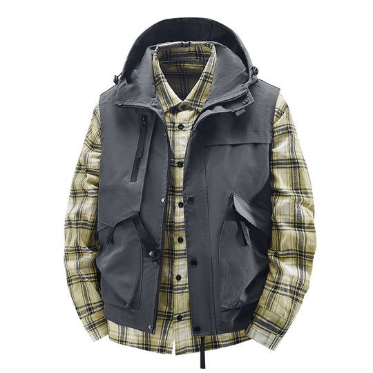 Herren Utility-Weste mit Kapuze, wasserabweisender Außenlage und Multifunktionstaschen Shop Nory